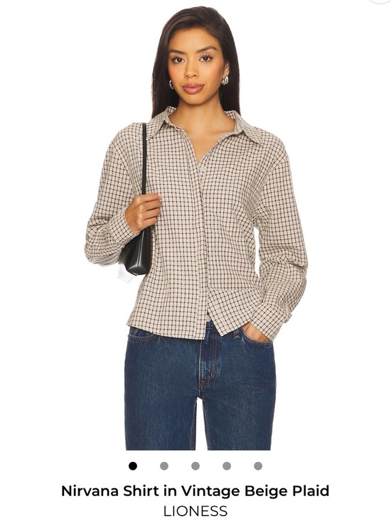 Lioness Tops - LIONESS Beige Grid Button-Front Men's Shirt
